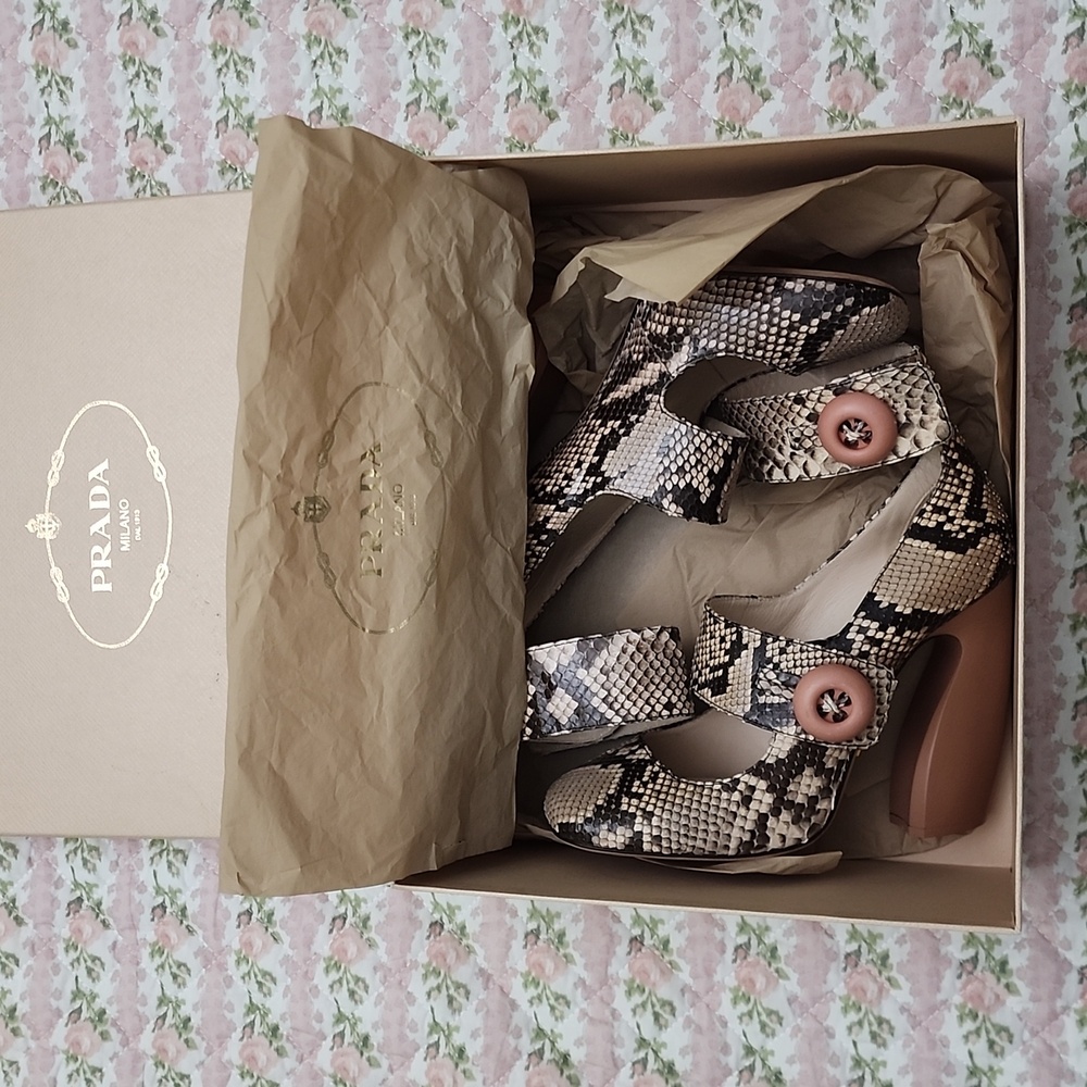 Prada Python Ankle Strap Marry Jane Pumps Calzatu… - image 2